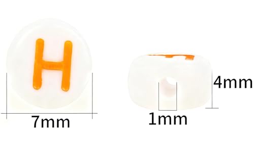 600pcs Acrylic Letter Beads Alphabet Letters Bead, for Friendship Bracelets and Gifts Souvenir Jewelry Making (Orange, 4×7mm(Round)) - color: Orange