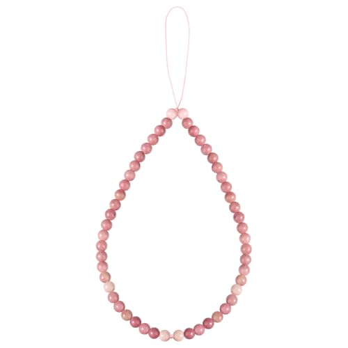 Semi-Precious Gem Stones Beaded Phone Charm Cell Phone Lanyard Wrist Strap Handmade Natural Gemstone Phone Chain string - color: Rhodonite