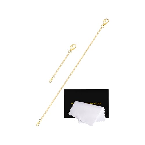 VANBARIS 14K Gold Plated Necklace Extenders Gold Necklace Extenders for Women, 925 Sterling Silver Durable Chain for Bracelet Anklet, 2 Piece Set 2" 6" Inches - color: Gold, size: 2 6 inch