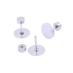 80pcs Stainless Steel Screw Back Earring Posts 8mm Pad Flat Bezel Blanks DIY Studs for Jewelry Making Supplies