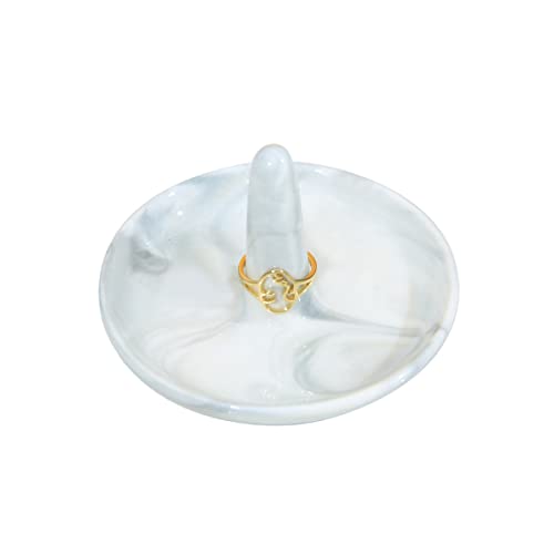 oskas Marble Ring Dish Holder,Decorative Porcelain Trinket Jewelry Dish Tray for Rings Earrings Necklaces,4 inch,Engagement Wedding Birthday Mother's Day Christmas Gift - color: Grey 2
