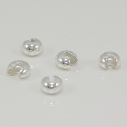 400pcs Crimp Bead Knot Cover End Caps 3mm (0.12 Inch) Small Crimp Cover Sterling Silver Plated Copper Brass for DIY Craft Jewelry Making CF9-3 - color: Silver, size: 3mm (0.12 inch) - 400pcs
