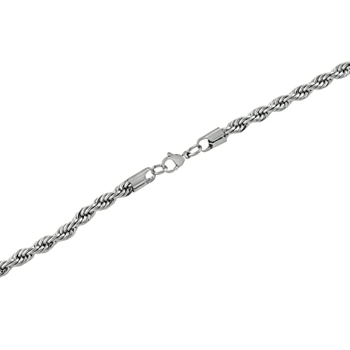 Amazon Essentials Stainless Steel 6MM Rope Chain Necklace, 24"