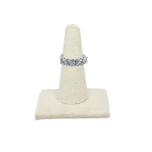Novel Box Beige Linen Jewelry Ring Finger Display Stand 2.12x2.12x2.37 Inches with Square Base - Ring Holder Organizer Stand for Selling or Personal Use - Display Stands for Rings - color: Single Ring Finger, size: Beige Linen