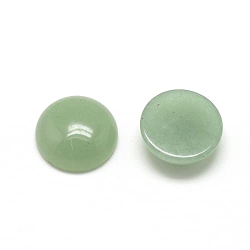 50Pcs 12mm Half Round Gemstone Cabochons Green Aventurine Dome Beads Flat Back Stone Cabochons No Hole Healing Power Stone Chakra Crystal Beads for Jewelry Making - color: Green Aventurine, size: 12mm