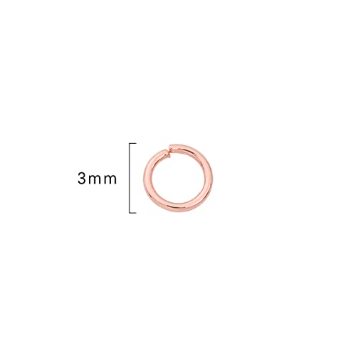 BEADIA Rose Gold Plated Jump Rings Non Tarnish 3mm 1200pcs for Jewelry Making Findings - color: Rose Gold, size: 0.5x3mm