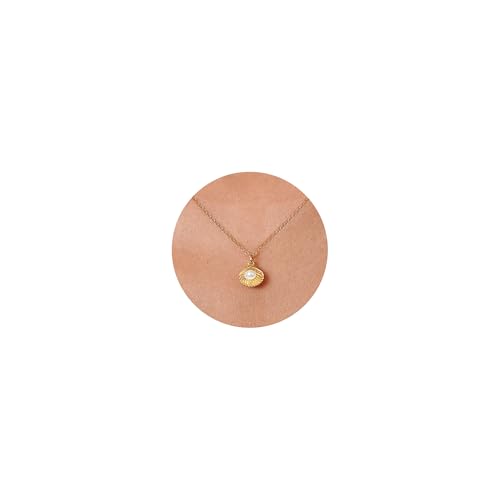 Pearl Necklace for Women- 14K Gold-plated/White Gold-plated Dainty Pearl Necklace for Women - color: Gold shell pearl