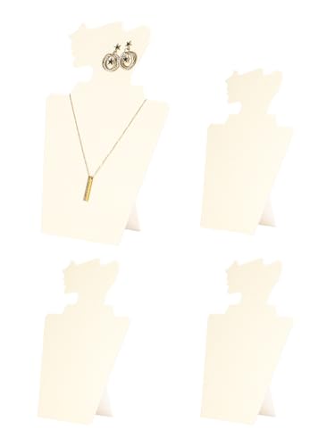 Coward 4 Pcs/Set Necklace Earring Set Display for Selling, Necklace Jewelry Holder Stand for Show, Beige Velvet Necklace Rack Organizer for Photography (Beige Velvet) - color: Beige