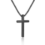 IEFSHINY Gifts for Men Boys - Stainless Steel Cross Pendant Chain Necklaces for Men, Mens 16-30 Inches Chain Gold Silver Black Cross Necklace Boys Jewelry Gifts - size: 20, style: Black-cross pedant 1.02"*1.69"
