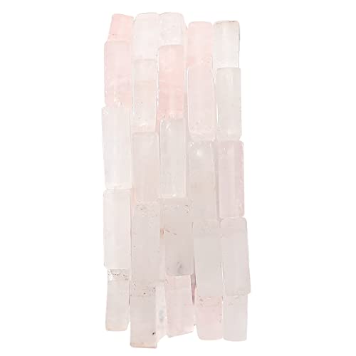 BEADIA Natural Rose Quartz Crystal Tube Beads 13x4mm 30pcs Rectangle Loose Semi Gemstone Beads for Jewelry Making Design - color: Rose Quartz Rectangle