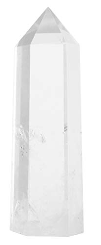 Luckeeper 4" Clear Quartz Crystal Wand Obelisk | Polished 6 Faceted Reiki Chakra Meditation Therapy,1PCS - size: 4" tall