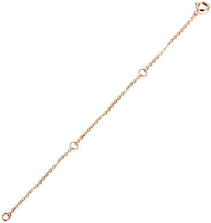 14K Gold Chain Extender for Women, Yellow Gold/White Gold/Rose Gold Adjustable Gold Necklace Anklet EXtension Chain, Available in 2/3/4 Inch - color: Rose Gold, size: 3 Inch