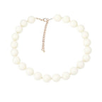 Caiyao Bohemian Colorful Acrylic Round Beaded Choker Necklaces Handmade Adjustable Resin Beads Clavicle Rope Necklace for Women Men Ethnic Costume Party Vacation Jewelry Gifts - color: White