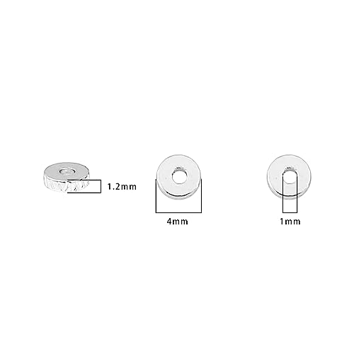 BEADIA Silver Plated Disk Spacer Beads 4x1.2mm 50pcs for Jewelry Making Findings Non Tarnish - color: Silver, size: 4x1.2mm Disk
