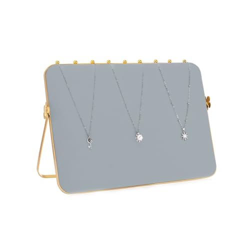 BBV Necklace Display Stands for Selling with Velvet, Large Metal Necklace Organizer Holder Stand Grey & Beige Gold for Craft Shows, Exhibidores, Vendors, Jewelry Display Stand (Gray) - color: Gray