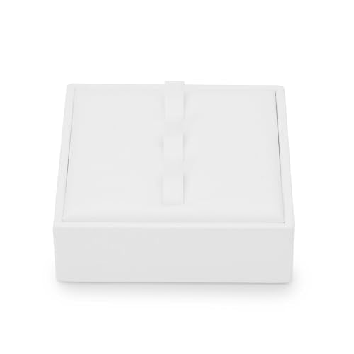 3 Slot PU Leather Ring Stand Rings Display Holder Rings Organizer Jewelry Display Showcase (White) - size: 3.14" x 3.15" x 0.98"