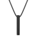 Fiusem Pendant Necklace for Men, Silver Tone/14k Gold Plated/Black Mens Pendant Necklaces with 2.5 mm Box Chain, Stainless Steel Bar Chain, 18-28 Inches - color: black, size: 28 Inches, style: Pierced Rectangle