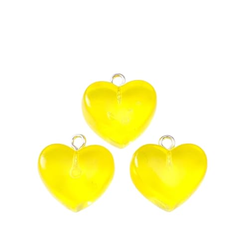 Beaded Jewelry 20pcs Pastel Resin Heart Pendant Jewellery Making Accessories Suitable for Earrings and Necklaces DIY Craft Materials(Yellow Color) - color: Yellow Color