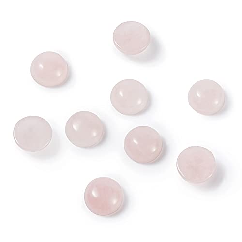 Fashewelry 50Pcs Natural Rose Quartz Cabochon Stone Half Round Beads 10mm Tiny Flat Back Gemstone Chakra Healing Crystal Cover Cabs for Jewelry Making - color: 3-Rose Quartz, size: 10x4~5mm