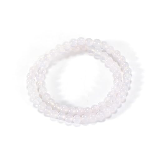 14in Agate Wrap Bracelet for Women Men Natural Round Beaded Agates Stone Healing Stretch Bracelets Elastic Handmade Polished Gemstone Beads Bracelet - color: White Agate, size: 6mm Beads