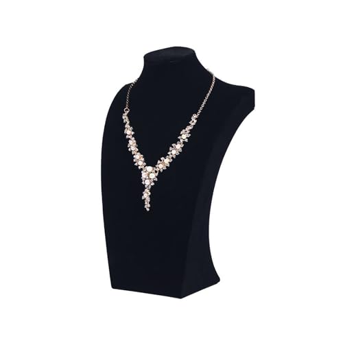 Necklace Bust Display Stand, Black Velvet Necklace Display Holder, Jewelry Necklace Organizer Rack for Home Use or Shop Show (9" Height) - color: Black Velvet, size: 9" Height (1pc)