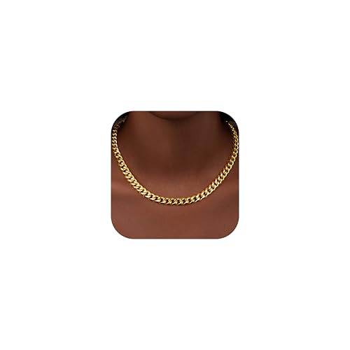 WomenGifts Cuban Link Chain Necklace for Women, Waterproof 14k Gold Silver Plated Chain Choker, Non Tarnish Stainless Steel Jewelry, 3.5/5/6/8/11mm,14/16/18 Inch Thin&Chunky&Thick - color: Gold, style: 8MM-16"