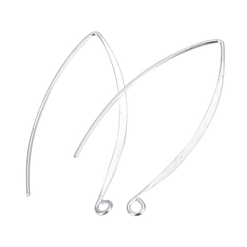 Adabele 100pcs Hypoallergenic Long V Shape Marquise Earring Hooks 45mm Sterling Silver Plated Ear Wire (Strong Wire 0.9mm/19 Gauge) DIY Craft Earrings Jewelry Making250-S - color: Silver