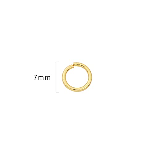 BEADIA 14K Gold Plated Jump Rings Non Tarnish 7mm 300pcs for Jewelry Making Findings - color: 14K Gold, size: 0.7x7mm