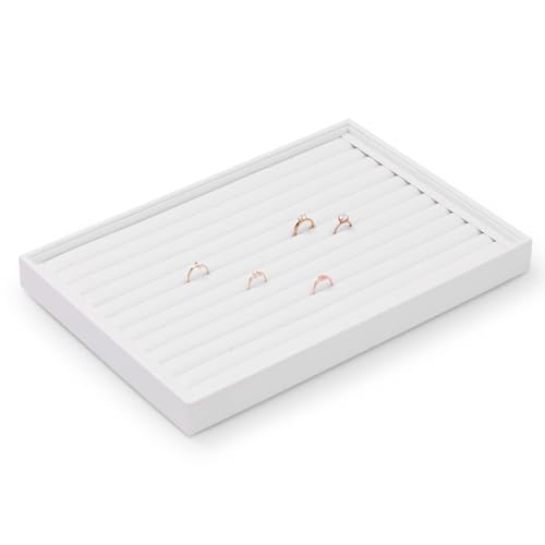 Oirlv Premium White Leather Stackable Jewelry Tray Ring Holder Organizer Showcase Ring Earring Display - color: White, size: Ring Tray