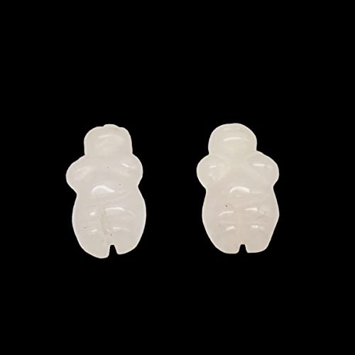 2 Carved Rose Quartz Goddess of Willendorf Beads for Jewelry Making