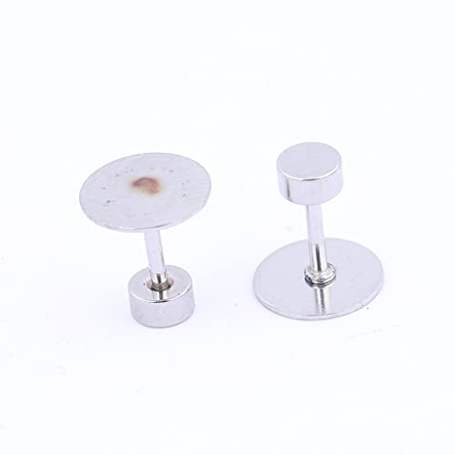 80pcs Stainless Steel Screw Back Earring Posts 8mm Pad Flat Bezel Blanks DIY Studs for Jewelry Making Supplies