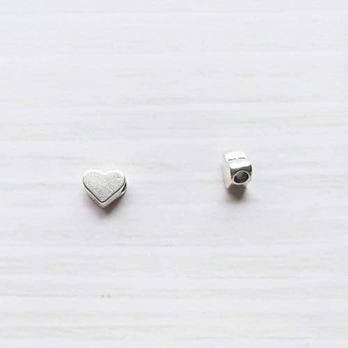 200 Pcs Heart Shape Spacer Beads Small Hole Spacer Beads Metal Loose Beads for Making Bracelet Necklace Earring Accessories DIY Handmade Craft (Silver) - color: 200 Pcs Silver