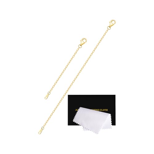 Gold Necklace Extender 14K Gold Plated Durable Necklace Extender, 925 Sterling Silver Chain for Bracelet Anklet, 2 Piece Set 3" 6" Inches - color: Gold, size: 3 6 inch
