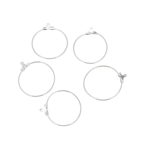 Adabele 100pcs Hypoallergenic Silver 40mm Round Hoop Circle Beading Hoop Link Connector Component for DIY Craft Earrings Jewelry Making CF130-6 - size: Round Hoop (1.6 inch Long)