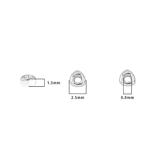 BEADIA Silver Plated Triangle Spacer Beads 2.5x1.5mm 50pcs for Jewelry Making Findings Non Tarnish - color: Silver, size: 2.5x1.5mm Triangle