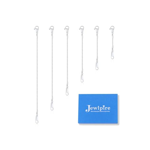 Jewlpire 18K 14K Gold Plated Necklace Extender for Women with 6 Piece Set (1", 2", 3", 4", 5", 6"), Box Chain | Cable Chain Extender for Necklace, Extenders for Bracelets Anklets - color: Silver Tone, size: Box Chain (1 2 3 4 5 6 In)