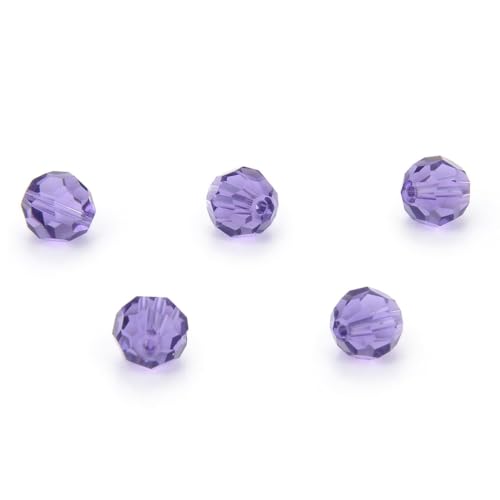 100pcs Adabele Austrian 4mm (0.16 Inch) Small Faceted Loose Round Crystal Beads Tanzanite Purple Compatible with 5000 Swarovski Crystals Preciosa SS2R-426 - color: Tanzanite/Purple, size: 4mm Small (100pcs)