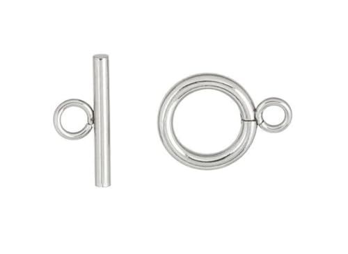 20pcs Adabele 304 Grade Surgical Stainless Steel 15mm (0.6 inch) Toggle Clasp Thick Sturdy T-Bar Closures Connector for Craft Jewelry Making SJF181-2 - size: Toggle clasp - 15mm