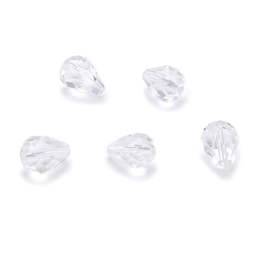 100pcs Adabele Austrian 10mm Faceted Teardrop Loose Crystal Beads Crystal Clear Compatible with 5500 Swarovski Crystals Preciosa SST-1001 - color: Crystal Clear, size: 10mm x 8mm - 100pcs