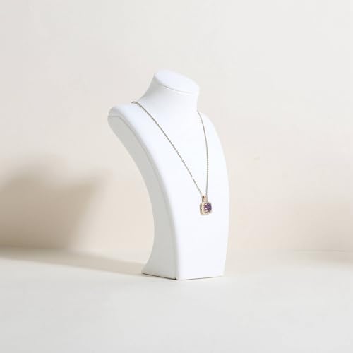 GemeShou White necklace storage organizer for sale, Velvet necklace holder stand, jewelry bust display stands, Jewelry Mannequin for Countertop, Showcase【White-Small height 7.68 inch】 - color: White, size: Small