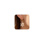 925 Sterling Silver Flower Dangle Earrings for Women, Daisy Flower Dangling Leverback Earrings, Cubic Zirconia Dangly Earring 14k Gold Plated Hypoallergenic CZ Floral Drop Earing for Women Trendy Jewelry Gifts - color: 14K Gold