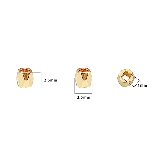 BEADIA 14K Gold Plated Faceted Spacer Beads 2.5x2.5mm 50pcs for Jewelry Making Findings Non Tarnish - color: 14K Gold, size: 2.5x2.5mm Faceted