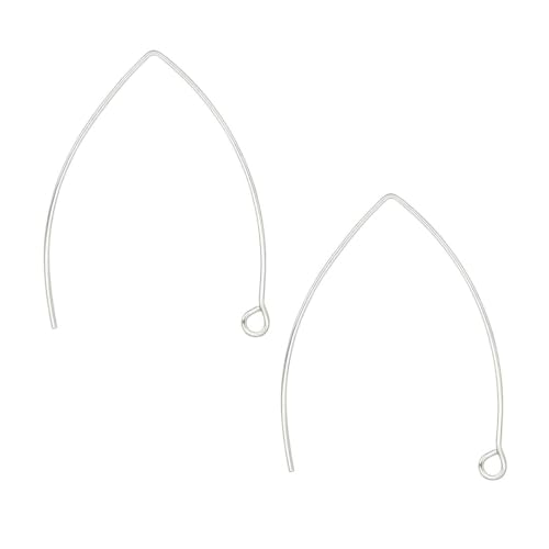 10pcs Adabele Authentic Sterling Silver V Shape Drop Marquise Earring Hooks 40mm Long Ear Wire (Wire 0.8mm/20 Gauge) for DIY Earrings Jewelry Making SS249-8 - color: Sterling Silver, size: 0.8mm wire (20 gauge) - 10pcs