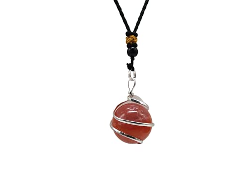 Amazing Gemstone Crystals and Healing Stones Carnelian Necklace - Gold Chain Necklace Pendant - Real Crystal Necklace - color: Sphere (Spiral), size: 1 PIECE