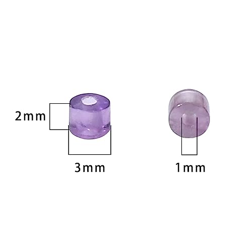 BEADIA Natural Amethyst Short Cylinder Beads 2x3mm 155pcs Tube Loose Semi Gemstone Beads for Jewelry Making Design - color: Amethyst