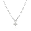 Bheop Chunky Cross Necklace for Women Trendy 14K Gold Silver Layered Statement Cross Pendant Charm Necklace Waterproof Paperclip Herringbone Snake Choker Chain Christian Jewelry Set Gift Non Tarnish - style: SL-Toggle Necklace(0.8 inch Pendant)