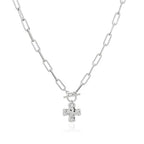 Bheop Chunky Cross Necklace for Women Trendy 14K Gold Silver Layered Statement Cross Pendant Charm Necklace Waterproof Paperclip Herringbone Snake Choker Chain Christian Jewelry Set Gift Non Tarnish - style: SL-Toggle Necklace(0.8 inch Pendant)