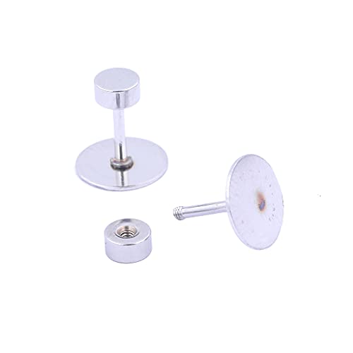 80pcs Stainless Steel Screw Back Earring Posts 8mm Pad Flat Bezel Blanks DIY Studs for Jewelry Making Supplies