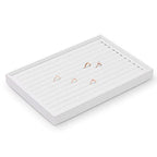 White Jewelry Ring Display Tray PU Leather Ring Earrings Display Organizer Tray - size: 11 Slot