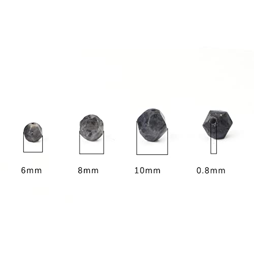 BEADIA Faceted Natural Black Spectrolite Stone Round Beads 6mm 36cm/Strand for Jewelry Making - color: Black Spectrolite, size: 6mm